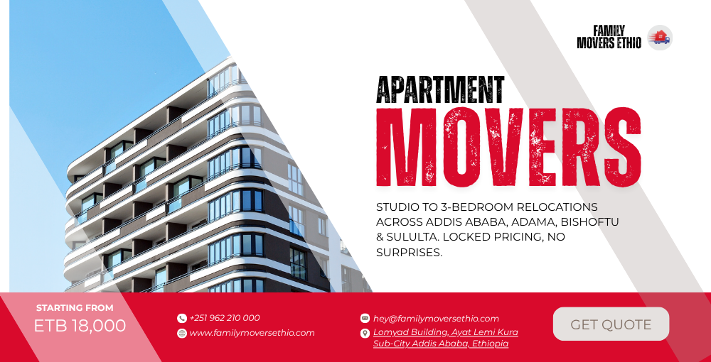 Family Movers Ethio apartment movers service with pricing starting at ETB 13,000